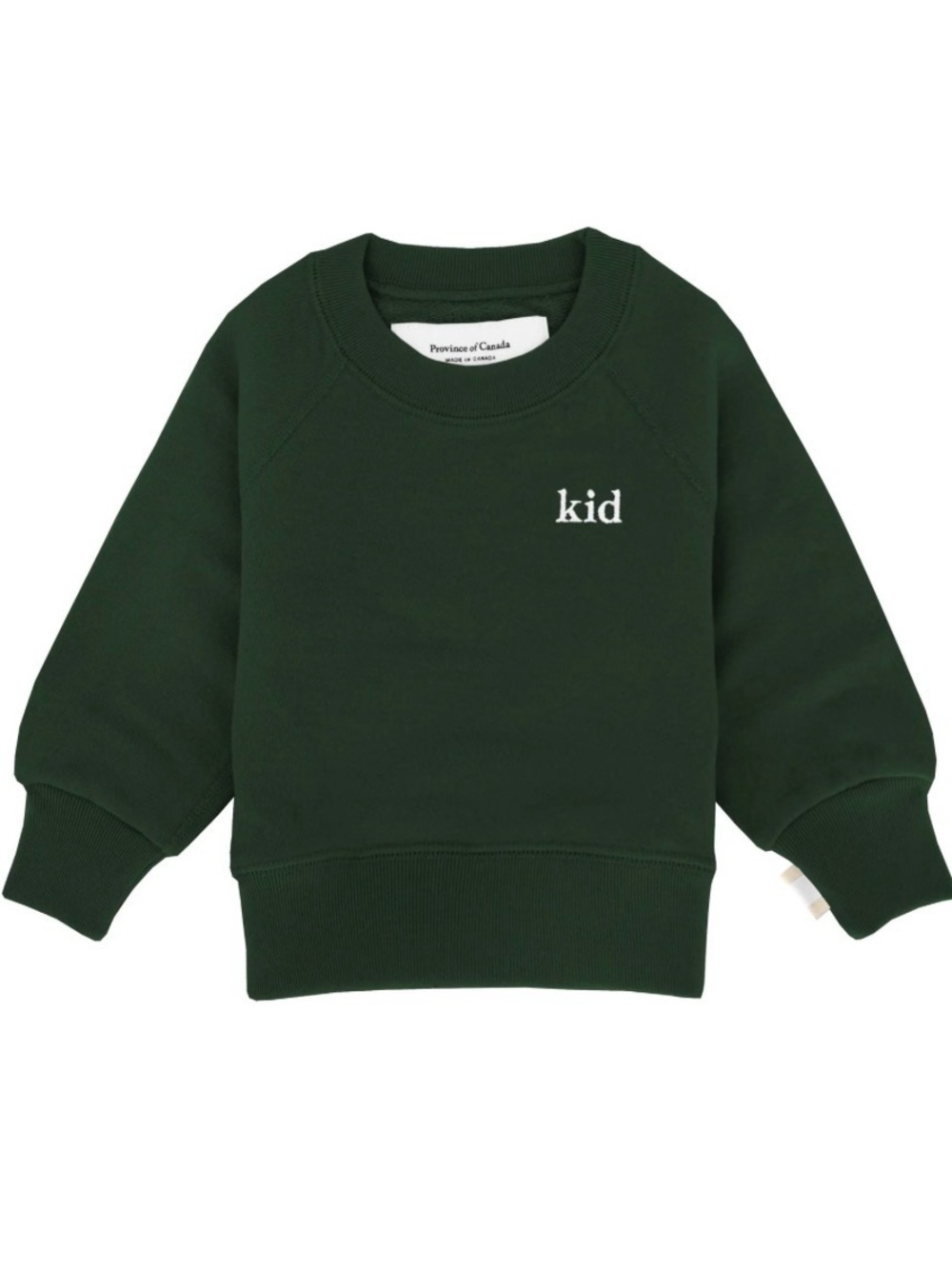Province of Canada Kids Forest Green 'kid' Crewneck Sweatshirt